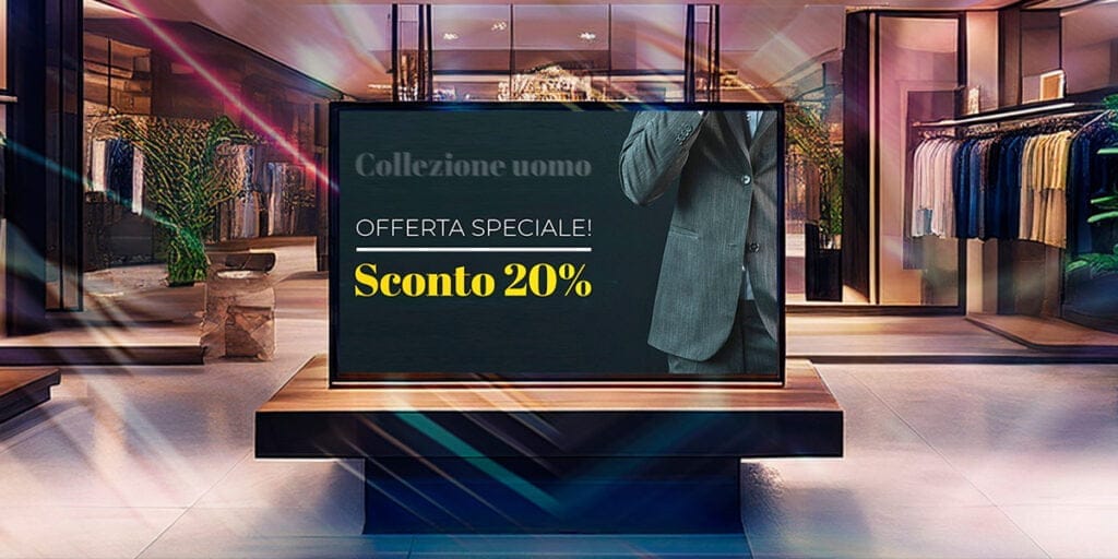Digital signage nei negozi e catene franchising. Negozio abbigliamento